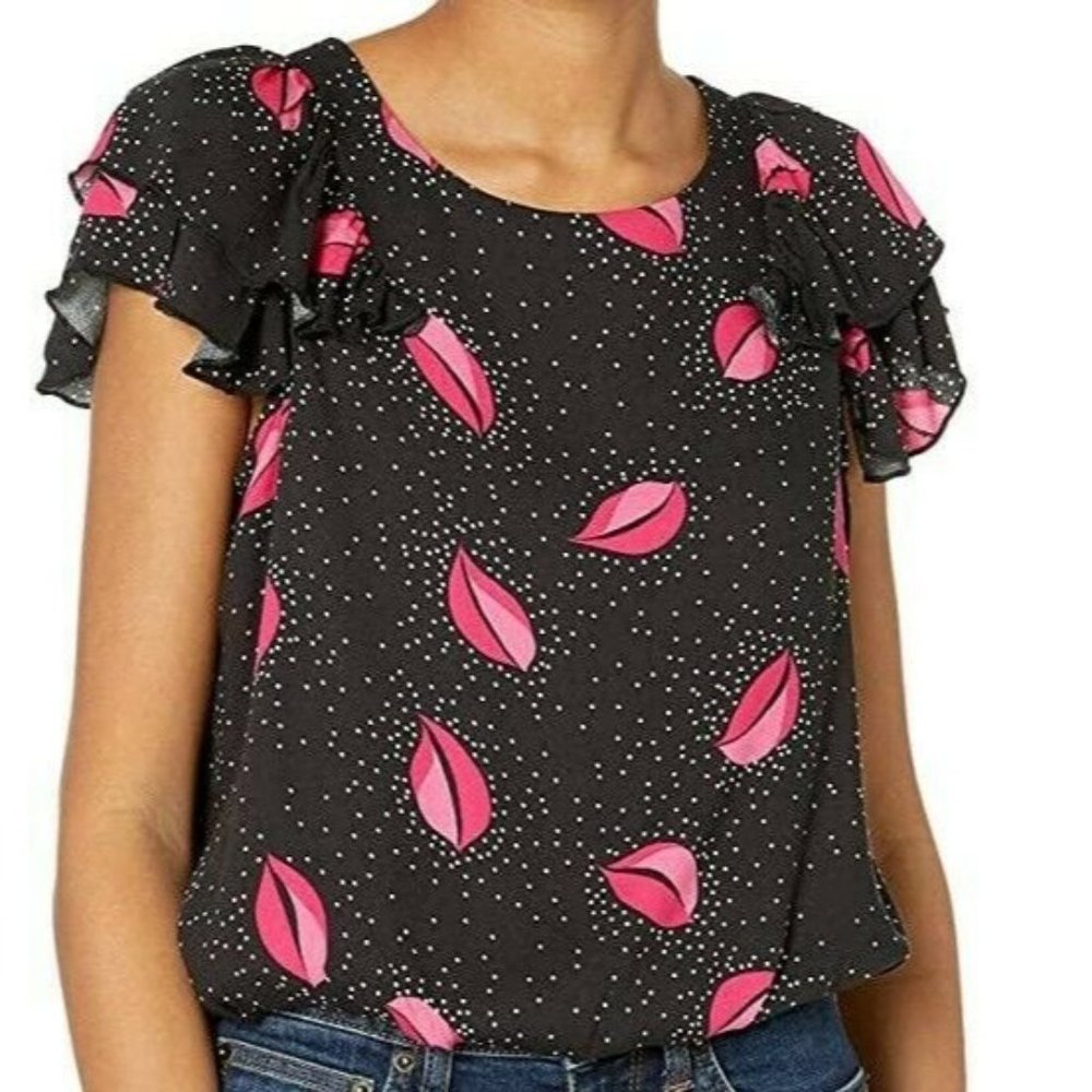 Ali & Jay Women's Large Dotted Floral Top Blouse Shirt